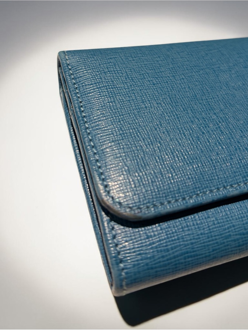 Fendi Blue Leather Continental Wallet with Gold Logo Plaque - Picture 11 of 16